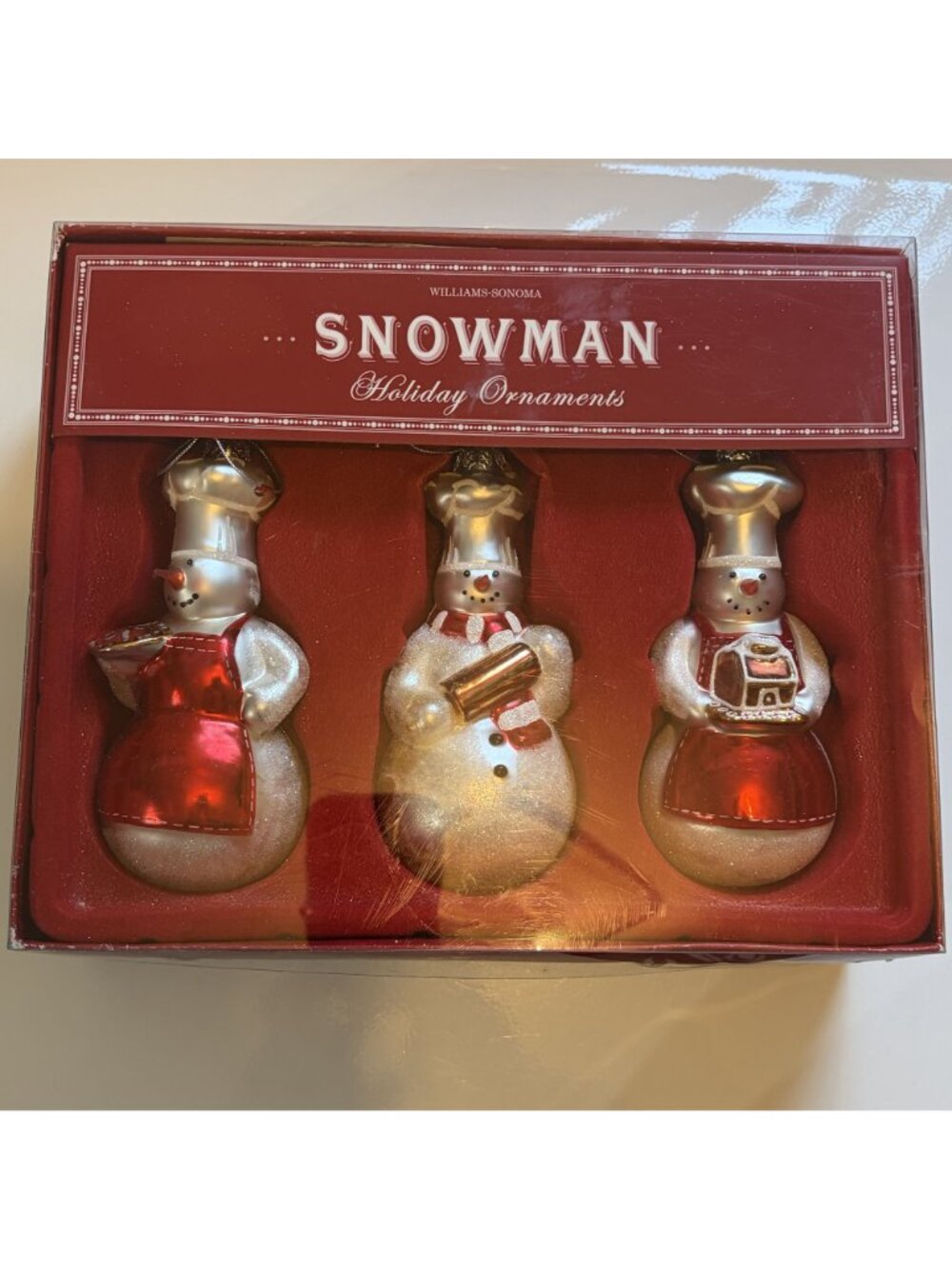 Williams Sonoma Limited Edition Baker Chef Snowman Glass Holiday Ornaments 2005 - Picture 16 of 16